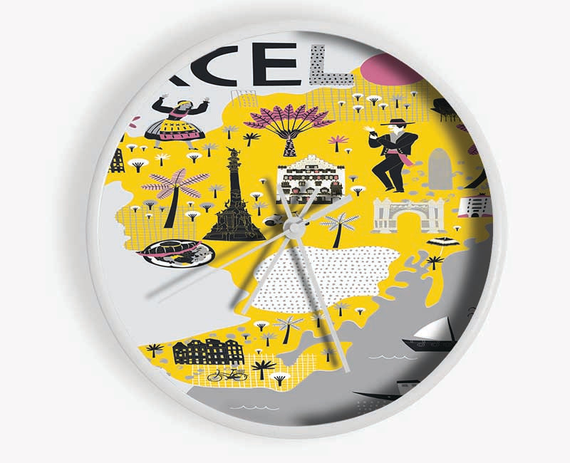 The Little Map Of Barcelona Clock - Wallart-Direct UK