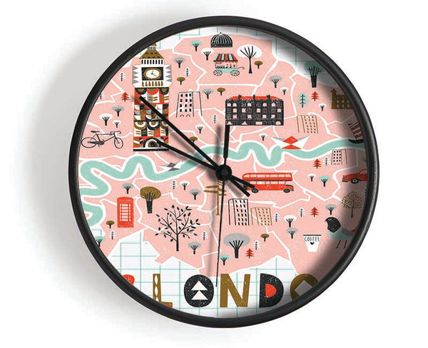 The Little Map Of London 2 Clock - Wallart-Direct UK