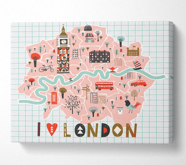 Picture of The Little Map Of London 2 Canvas Print Wall Art