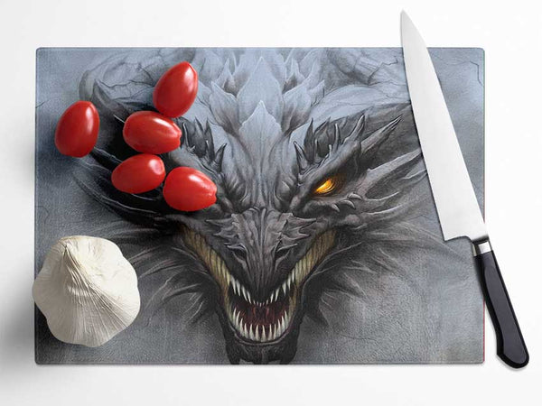 The Evil Dragon Face Glass Chopping Board