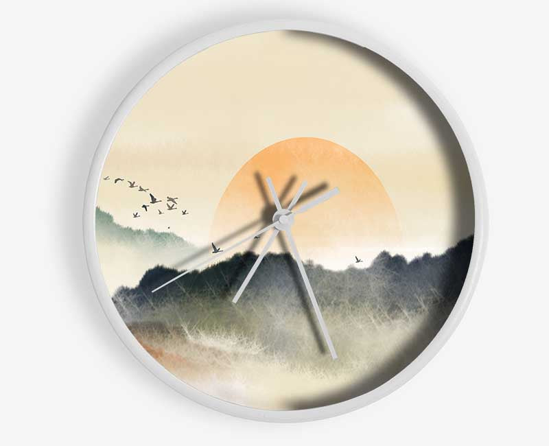 Sun Peeking Over The Sunset Clock - Wallart-Direct UK