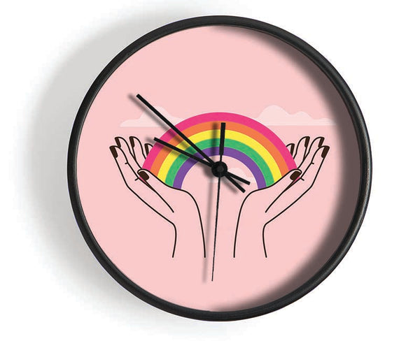 Rainbow In My Hands Clock - Wallart-Direct UK