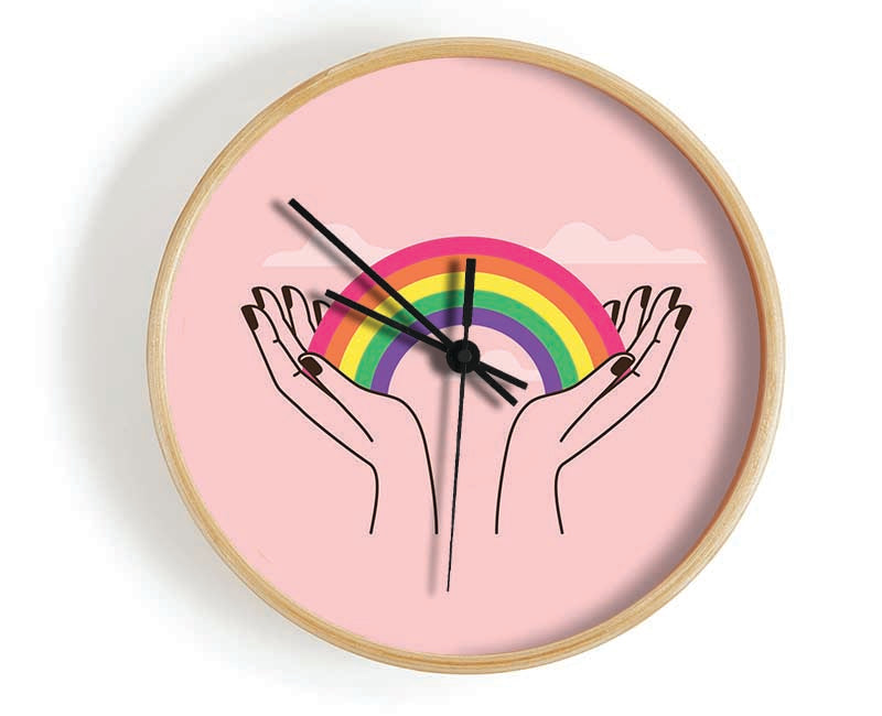 Rainbow In My Hands Clock - Wallart-Direct UK