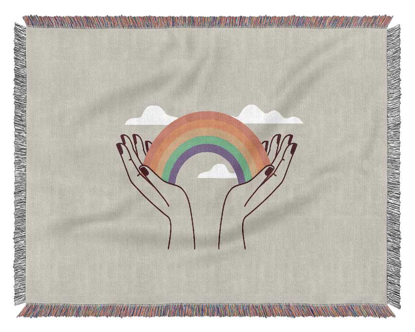 Rainbow In My Hands Woven Blanket