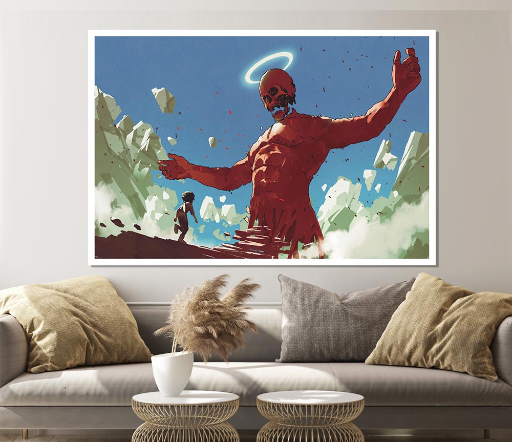 The Halo Skull Man Print Poster Wall Art