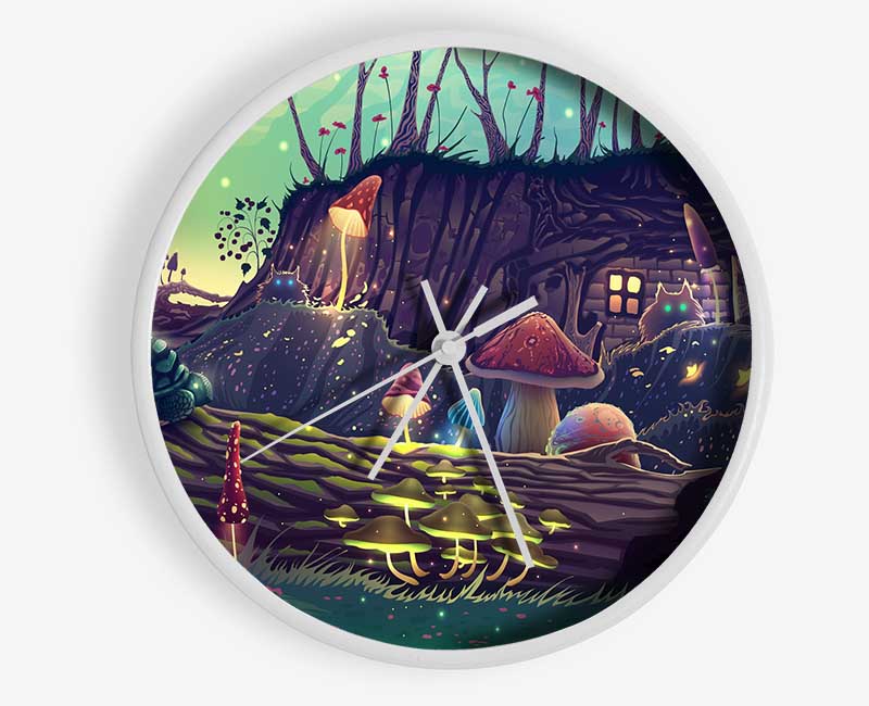 Toadstool Village Clock - Wallart-Direct UK