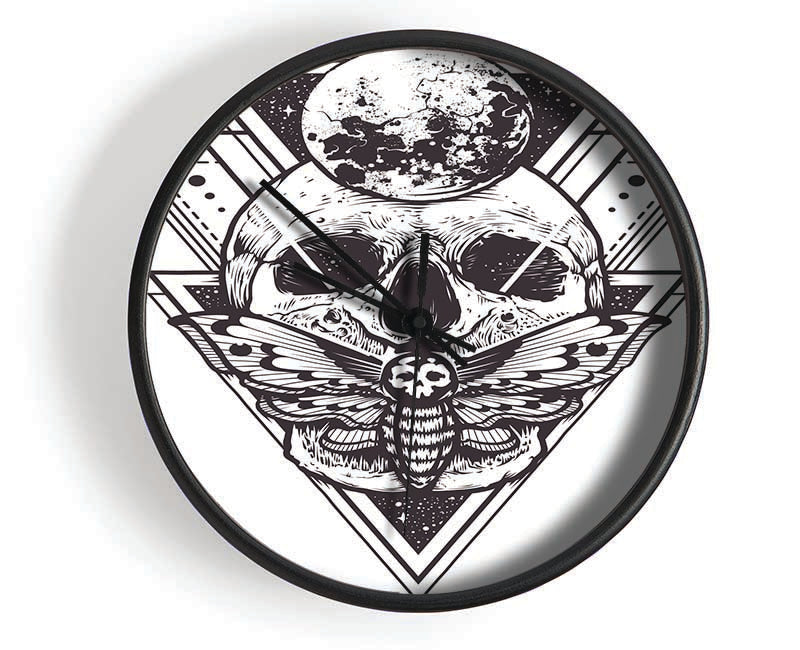 Death Moth Skull Triangles Clock - Wallart-Direct UK