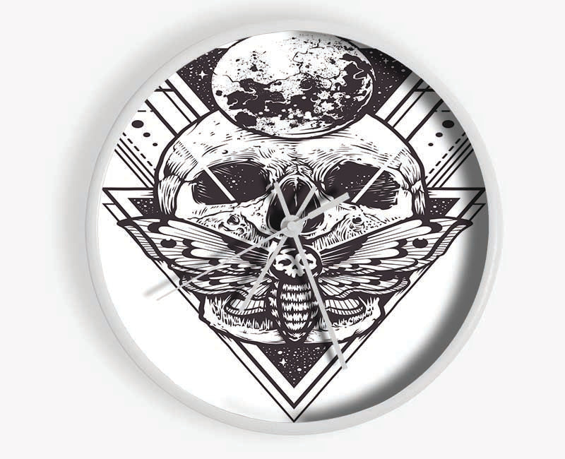 Death Moth Skull Triangles Clock - Wallart-Direct UK