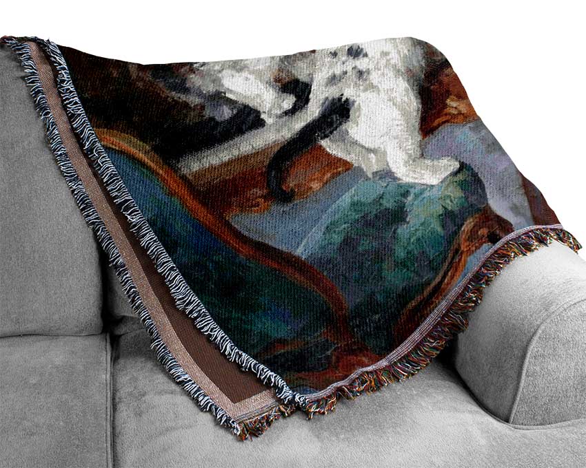 The Cats Play Piano Woven Blanket