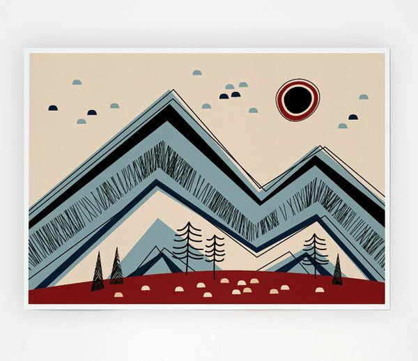 Triangle Mountain Sun Rise Print Poster Wall Art