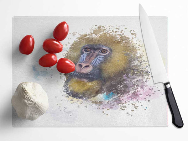 Mandrill Watercolour Splash Glass Chopping Board