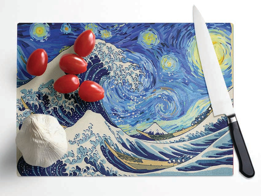 The Classic Art Mashup Glass Chopping Board