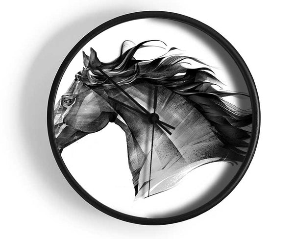 Black Horse Flow Clock - Wallart-Direct UK