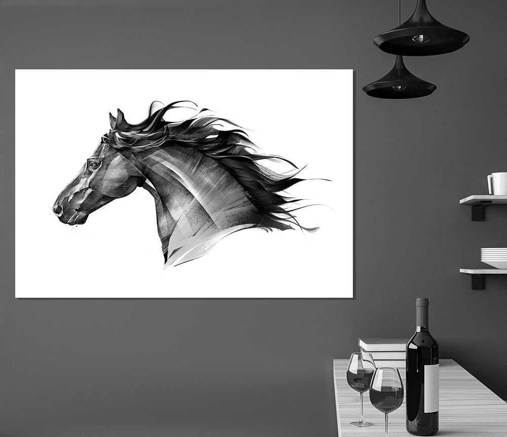 Black Horse Flow Print Poster Wall Art