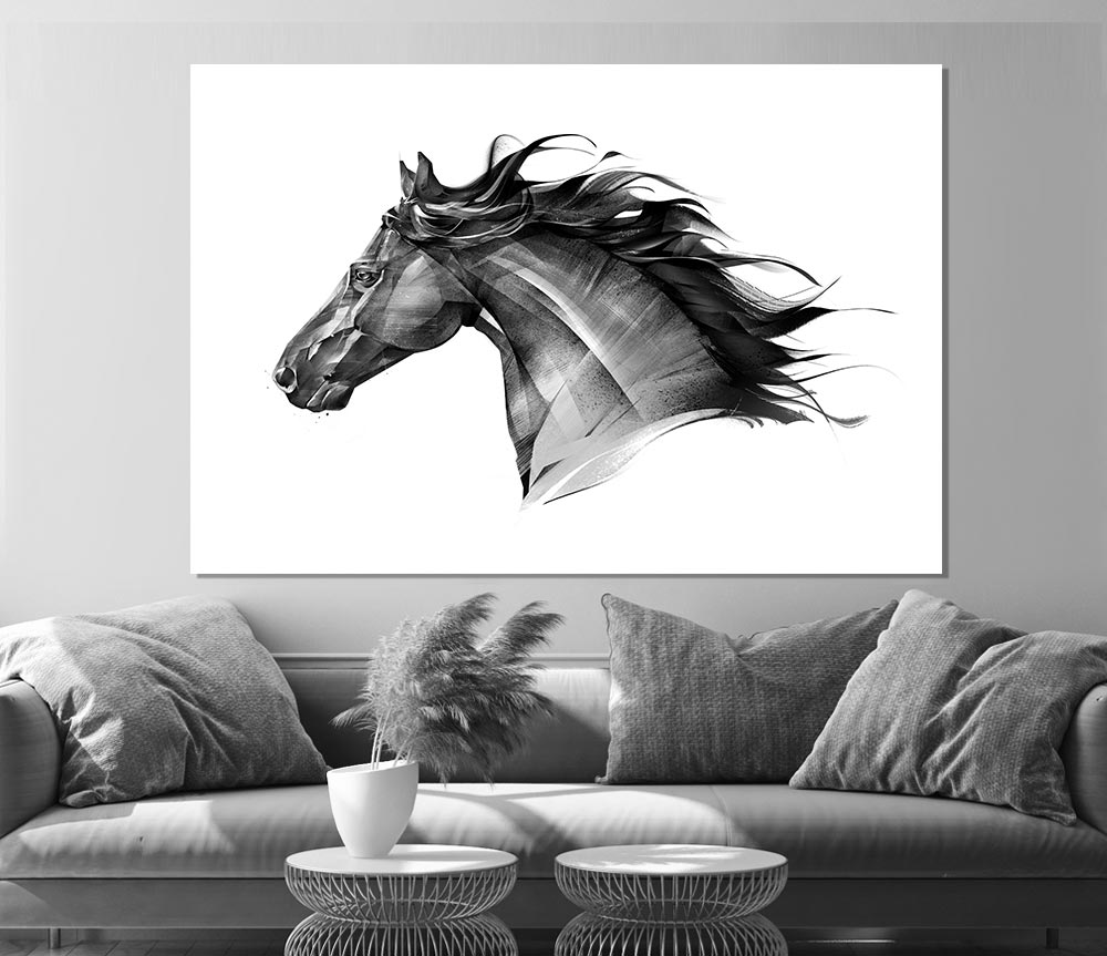 Black Horse Flow Print Poster Wall Art