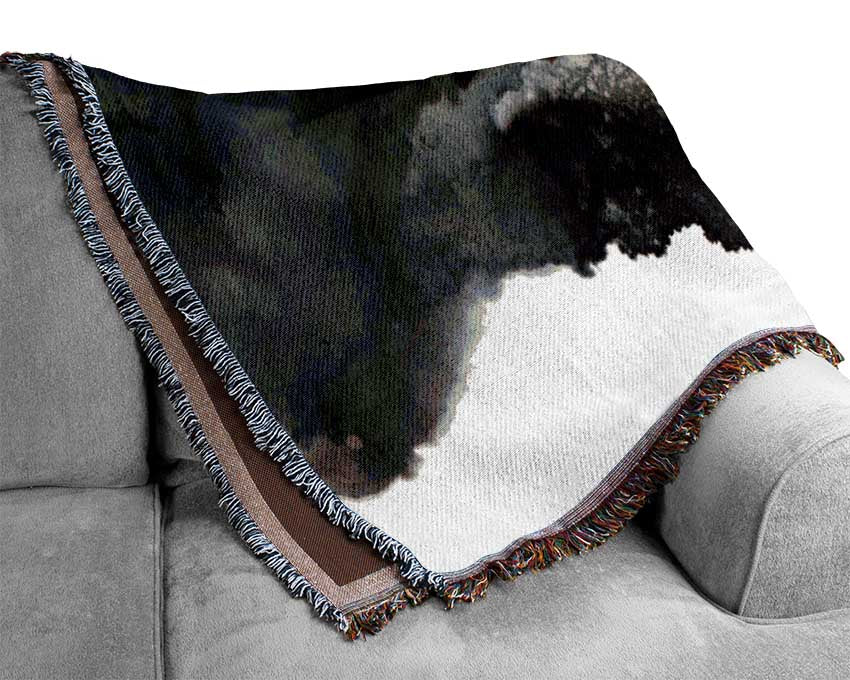 Black On White Abstract Cloud Woven Blanket