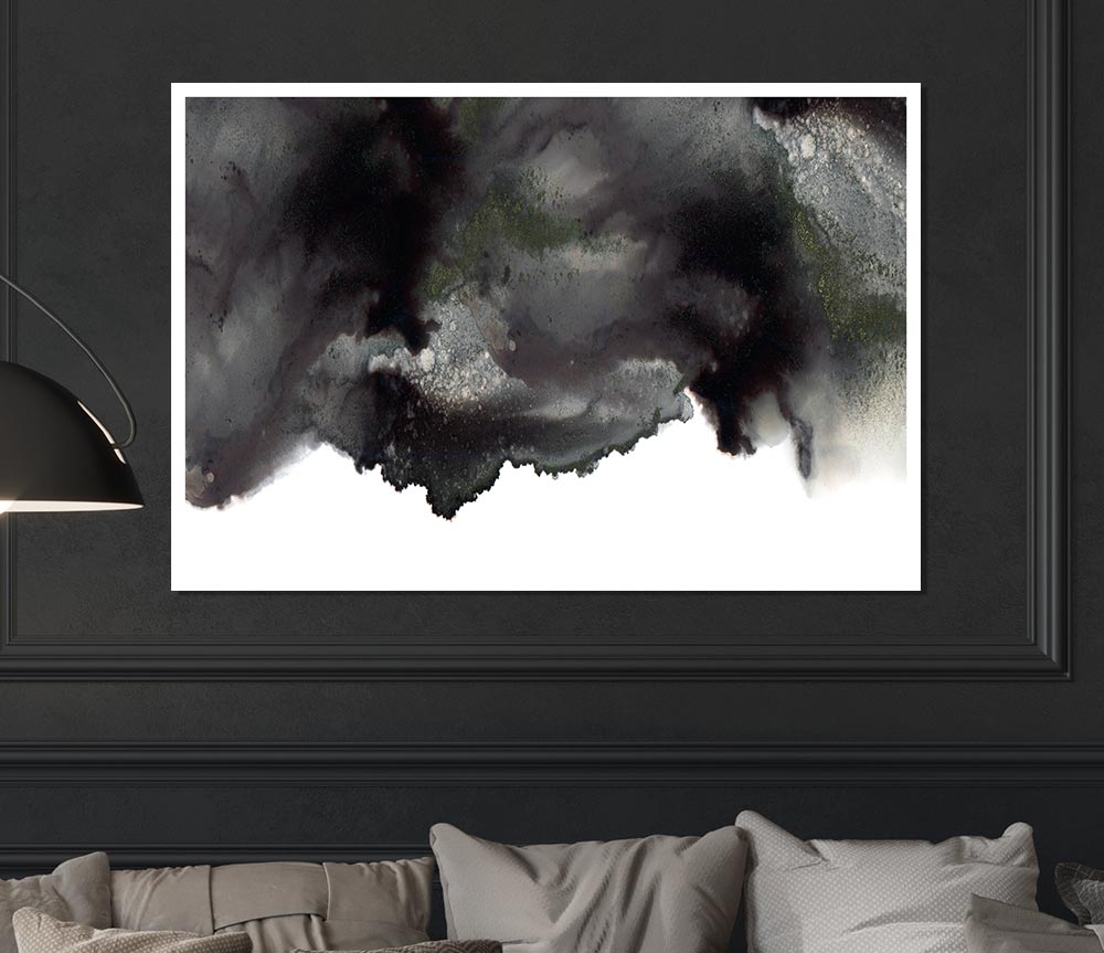 Black On White Abstract Cloud Print Poster Wall Art