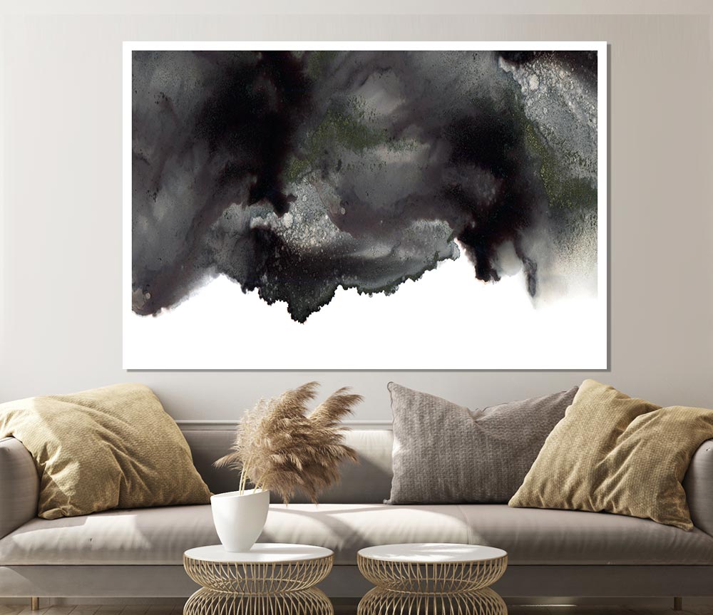 Black On White Abstract Cloud Print Poster Wall Art