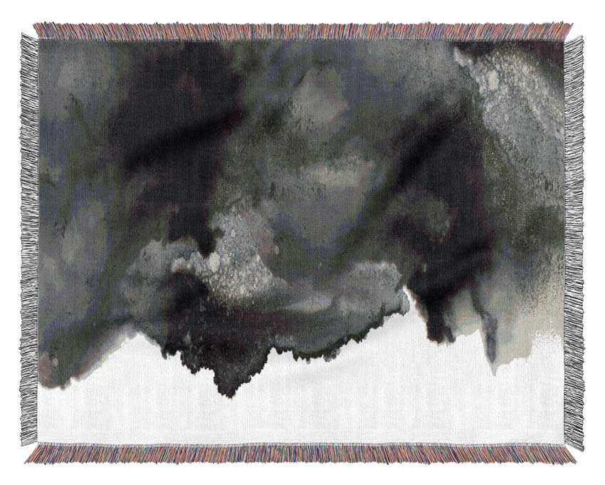 Black On White Abstract Cloud Woven Blanket