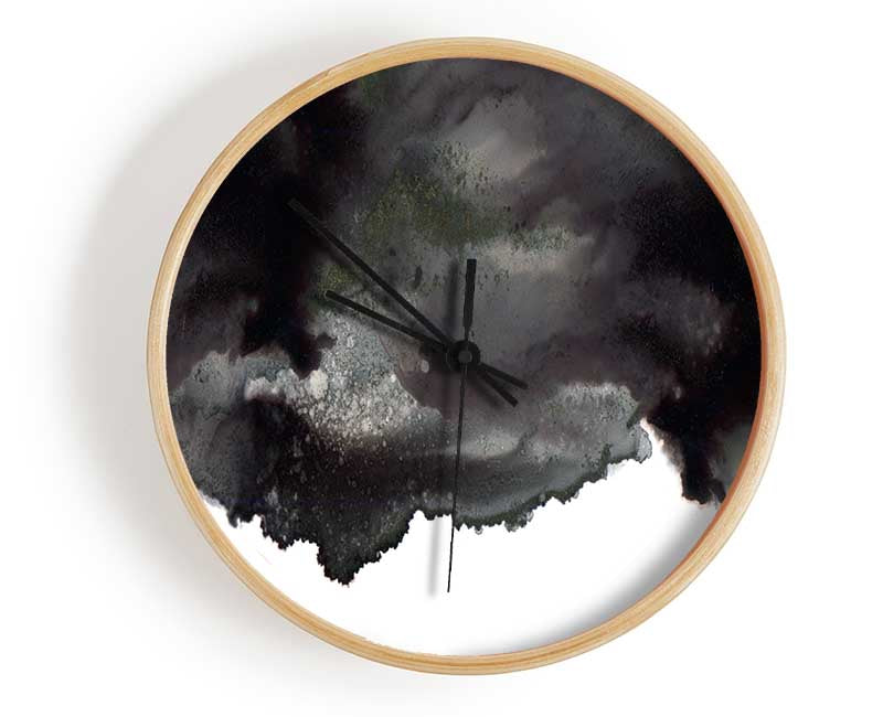 Black On White Abstract Cloud Clock - Wallart-Direct UK