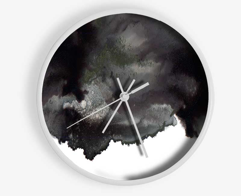 Black On White Abstract Cloud Clock - Wallart-Direct UK