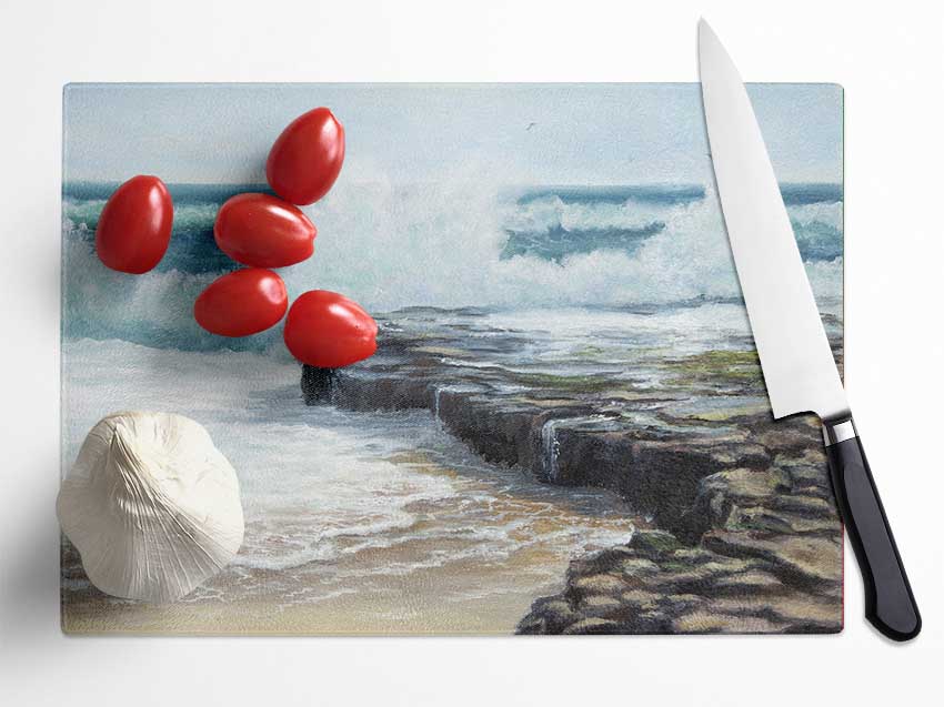 Waves Hitting The Rocks Glass Chopping Board