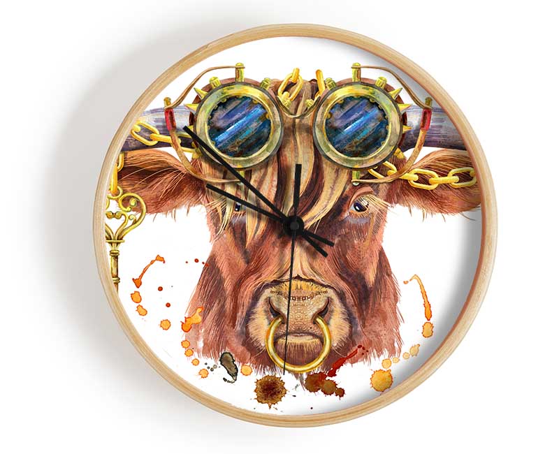 The Highland Cow Goggles Clock - Wallart-Direct UK