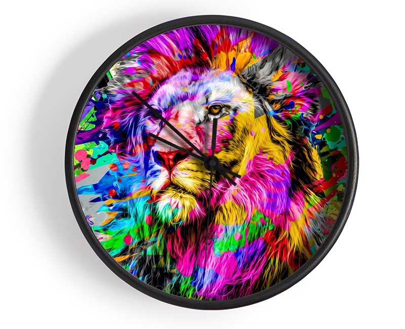 Rainbow Vivid Lion Clock - Wallart-Direct UK