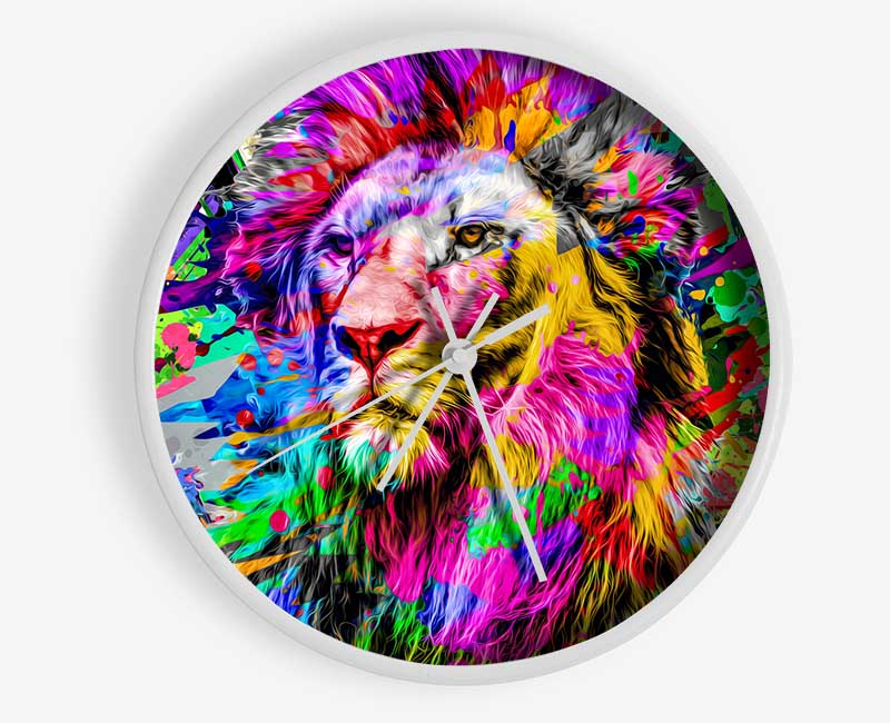 Rainbow Vivid Lion Clock - Wallart-Direct UK