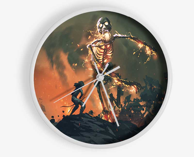 Battling The Fire Skull Man Clock - Wallart-Direct UK