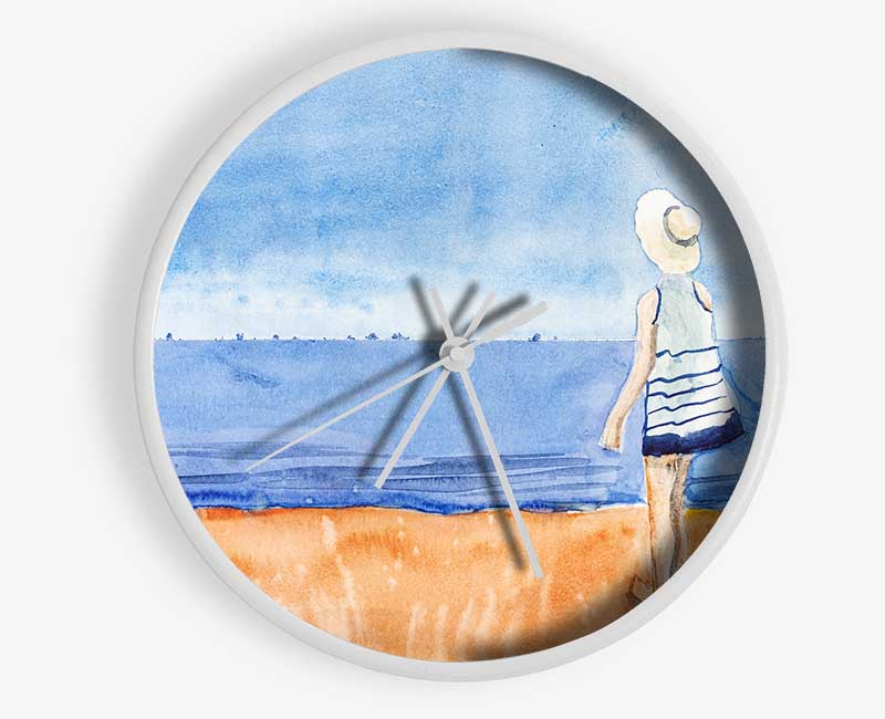 Woman Looking Out To Sea Clock - Wallart-Direct UK