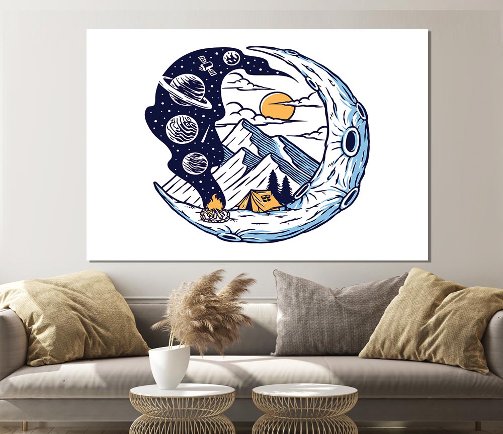 The Moon Campfire Print Poster Wall Art