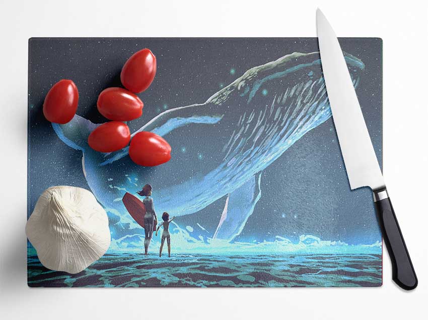 Spirit Whale Splash Glass Chopping Board