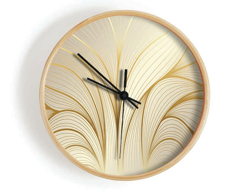 Gold Leaf Lines Clock - Wallart-Direct UK