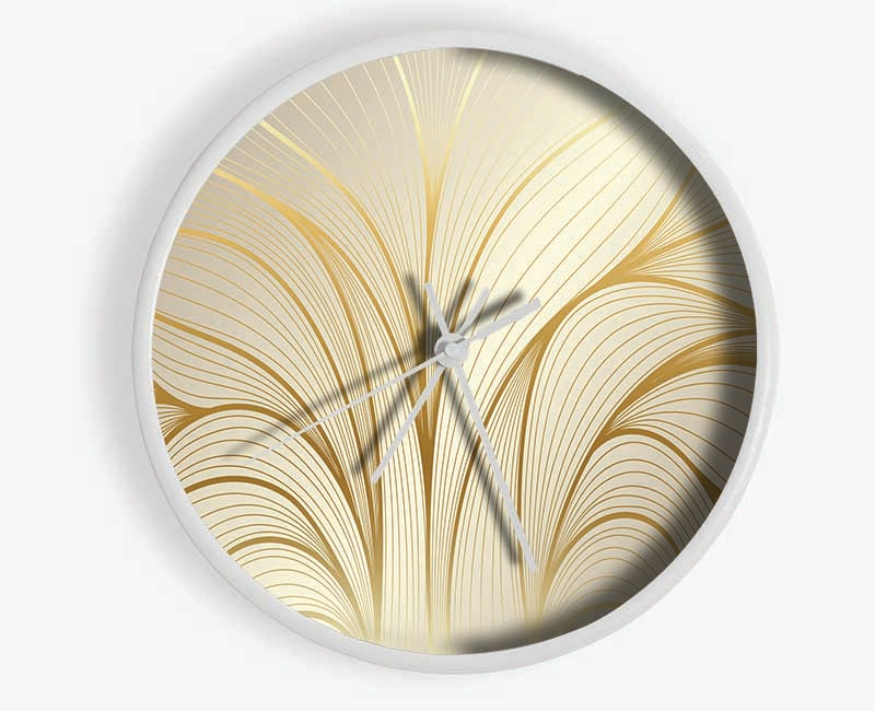 Gold Leaf Lines Clock - Wallart-Direct UK