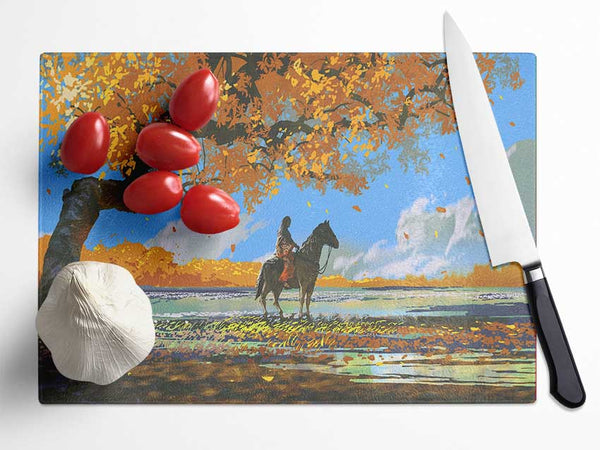 The Rider In The East Glass Chopping Board