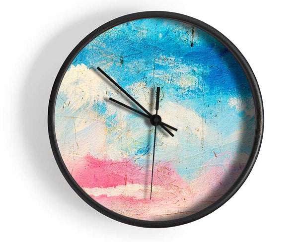 Pink Blue And White Dab Clock - Wallart-Direct UK