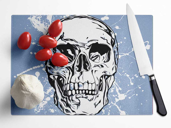 The White Splatter Skull Glass Chopping Board