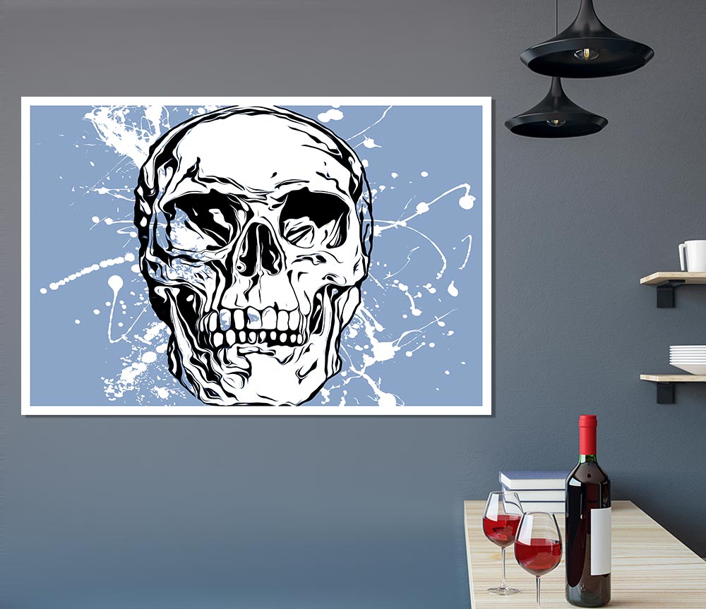 The White Splatter Skull Print Poster Wall Art