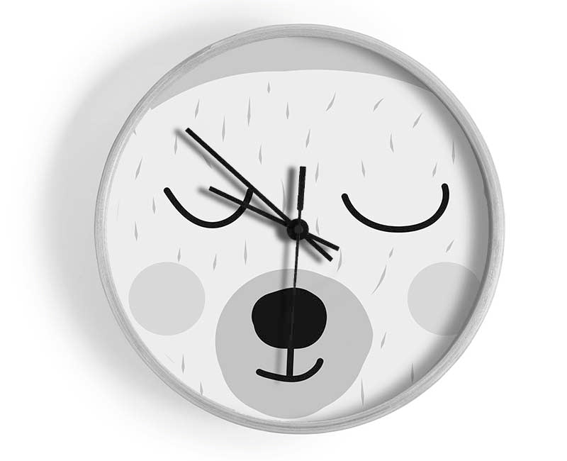 The Cute Bear Head Grey Clock - Wallart-Direct UK