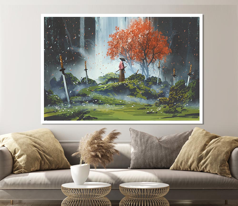 The Warrior Autumn Trees Print Poster Wall Art