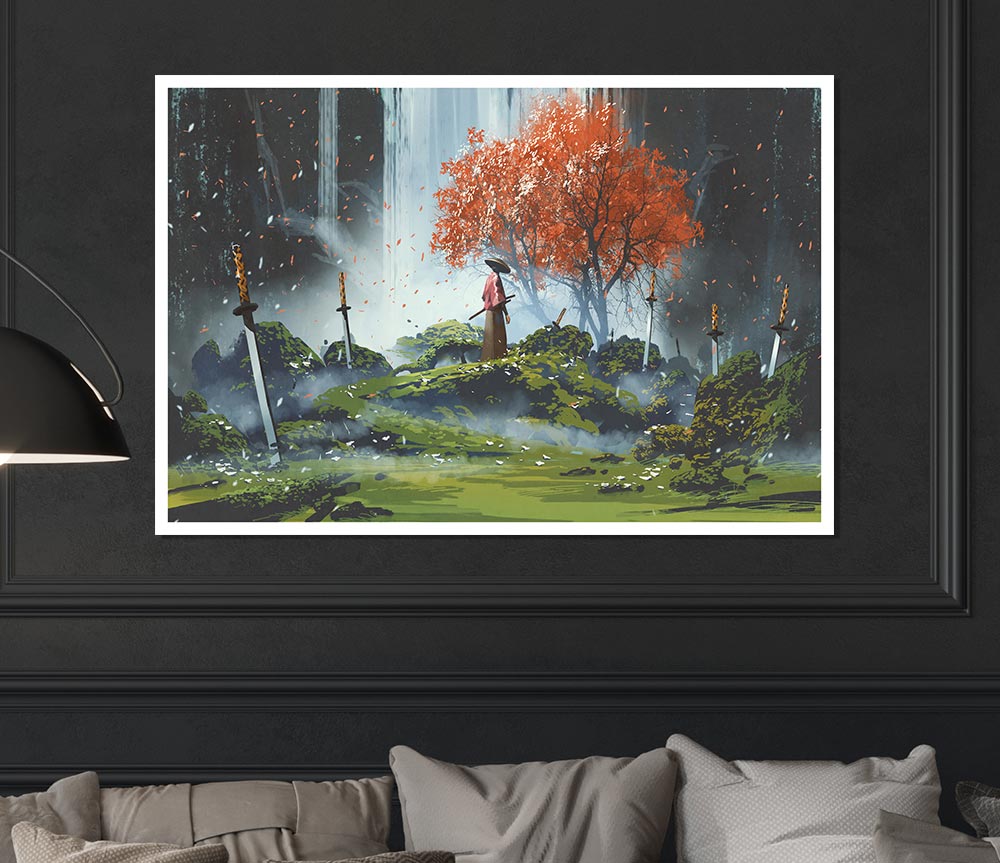 The Warrior Autumn Trees Print Poster Wall Art