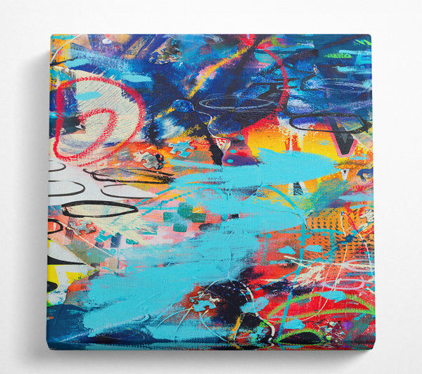 A Square Canvas Print Showing Graffiti Layers Square Wall Art