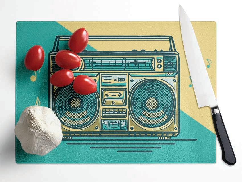 Boombox Music Maker Glass Chopping Board