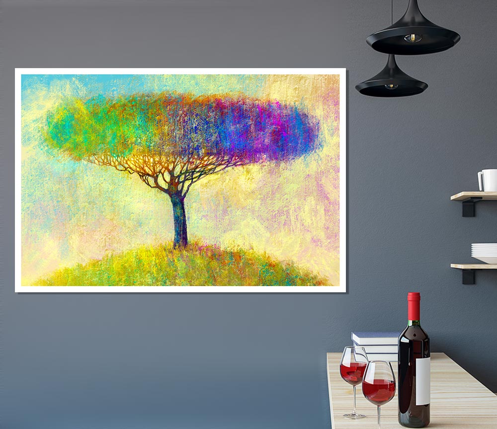 The Yellow To Blue Tree Print Poster Wall Art