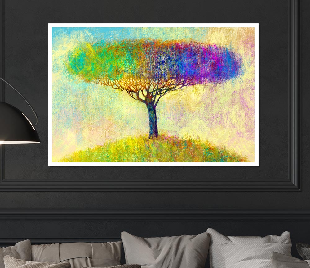 The Yellow To Blue Tree Print Poster Wall Art