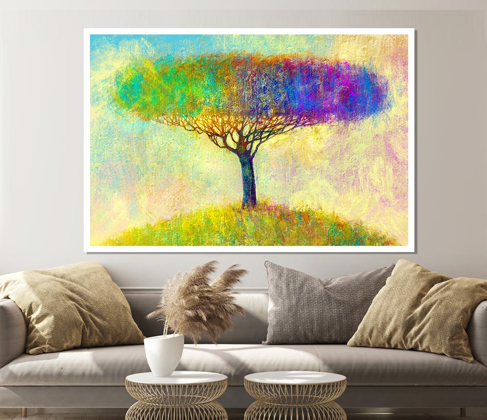 The Yellow To Blue Tree Print Poster Wall Art