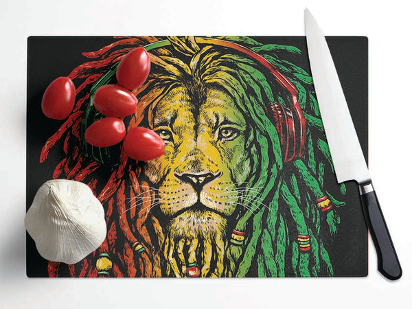 Rasta Lion Glass Chopping Board