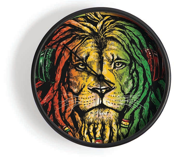 Rasta Lion Clock - Wallart-Direct UK