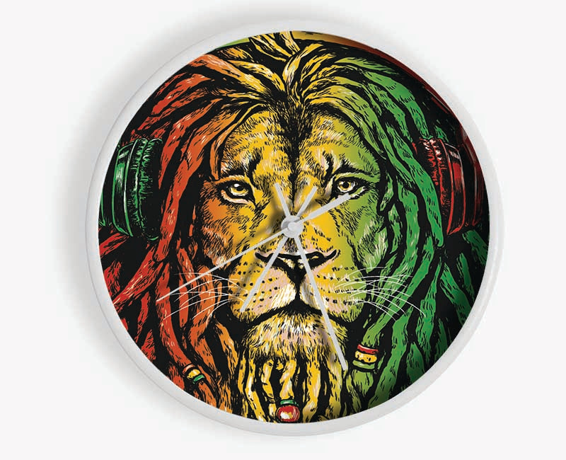 Rasta Lion Clock - Wallart-Direct UK